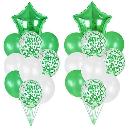 30 Adet Yeşil Yıldız Uçan Balon Demeti