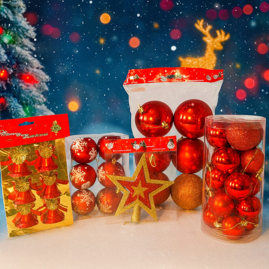 39 Parça Kırmızı Ağaç Süsleri