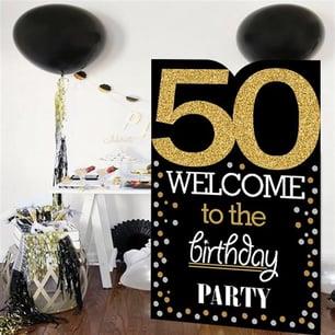 50 Yaş Gold Pano Çerçeve Konuşma Balonu Set