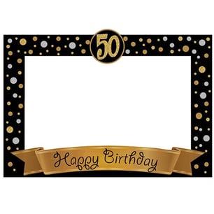 50 Yaş Gold Pano Çerçeve Konuşma Balonu Set