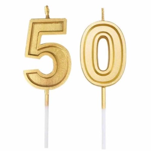 50 Yaş Gold Renkli Pasta Mumu