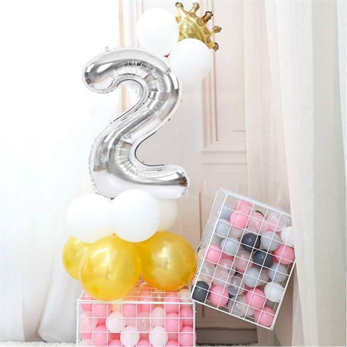 6 Rakam Folyo Balon Gümüş 100 cm