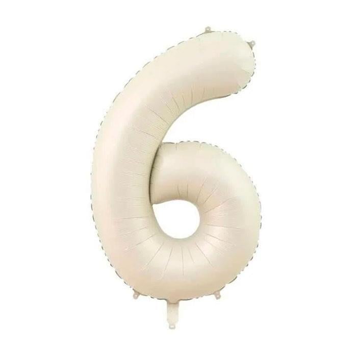 6 Rakam Krem Renk Folyo Balon 76 Cm