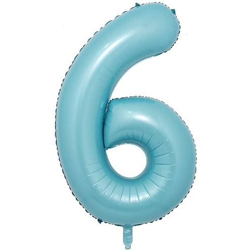 6 Rakam Pastel Mavi Folyo Balon 76 Cm