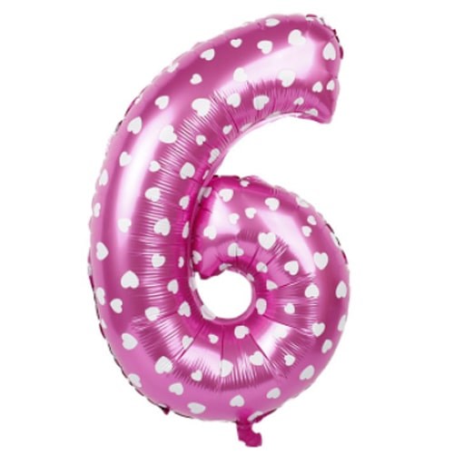 6 Rakam Pembe Kalpli Folyo Balon 100 Cm