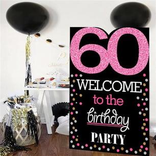 60 Yaş Fuşya Pano Çerçeve Konuşma Balonu Set