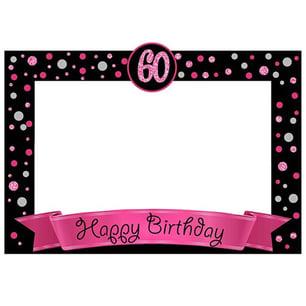 60 Yaş Fuşya Pano Çerçeve Konuşma Balonu Set