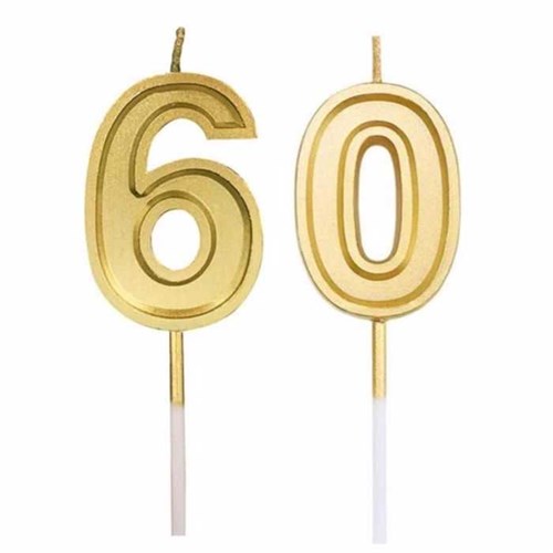60 Yaş Gold Renkli Pasta Mumu