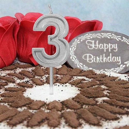 7 Rakam Gümüş Renkli Pasta Mumu