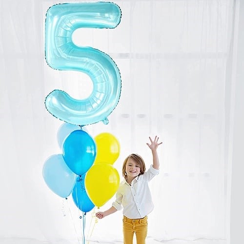 7 Rakam Pastel Mavi Folyo Balon 76 Cm