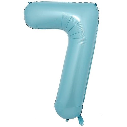7 Rakam Pastel Mavi Folyo Balon 76 Cm