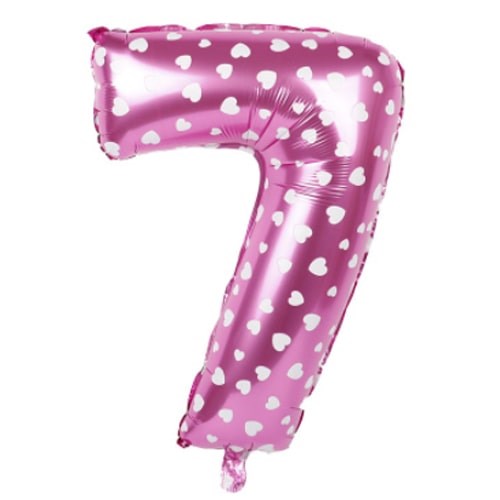 7 Rakam Pembe Kalpli Folyo Balon 100 Cm