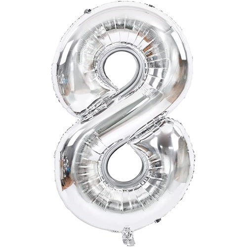 8 Rakam Folyo Gümüş Balon Küçük 35 cm