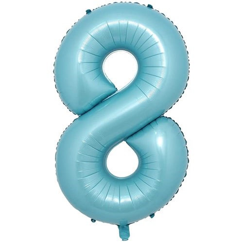 8 Rakam Pastel Mavi Folyo Balon 76 Cm