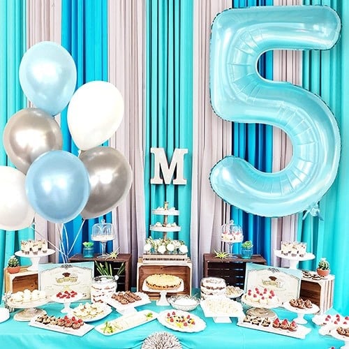 8 Rakam Pastel Mavi Folyo Balon 76 Cm