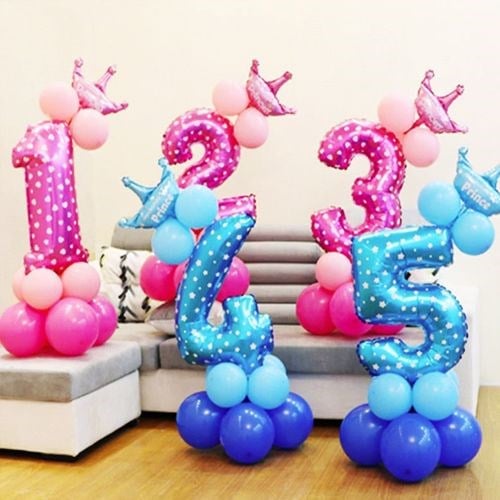 8 Rakam Mavi Yıldızlı Folyo Balon 100 cm