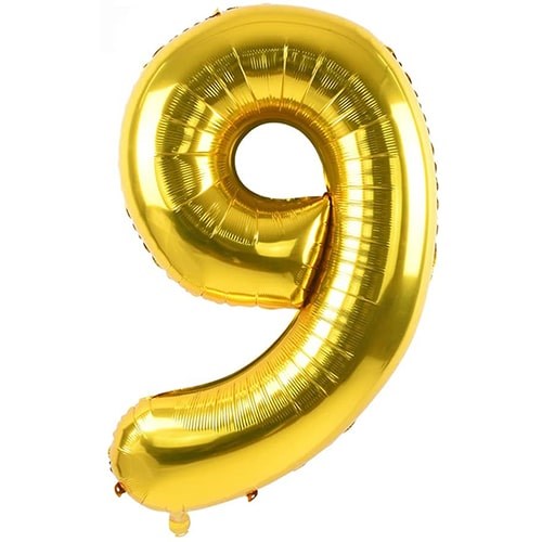 9 Rakam Folyo Gold Renk Balon Küçük 35 cm