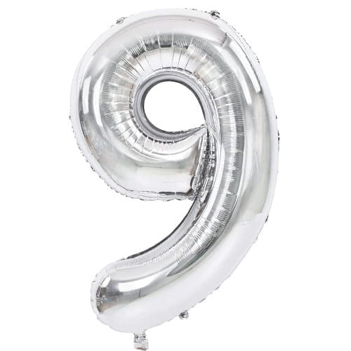 9 Rakam Folyo Gümüş Balon Küçük 35 cm