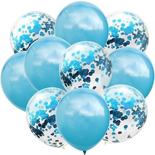 Açık Mavi Konfetili Balon