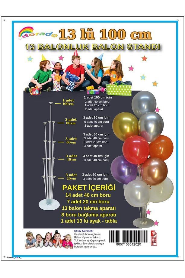Ayaklı Balon Standı 13 Çubuklu 100 Cm