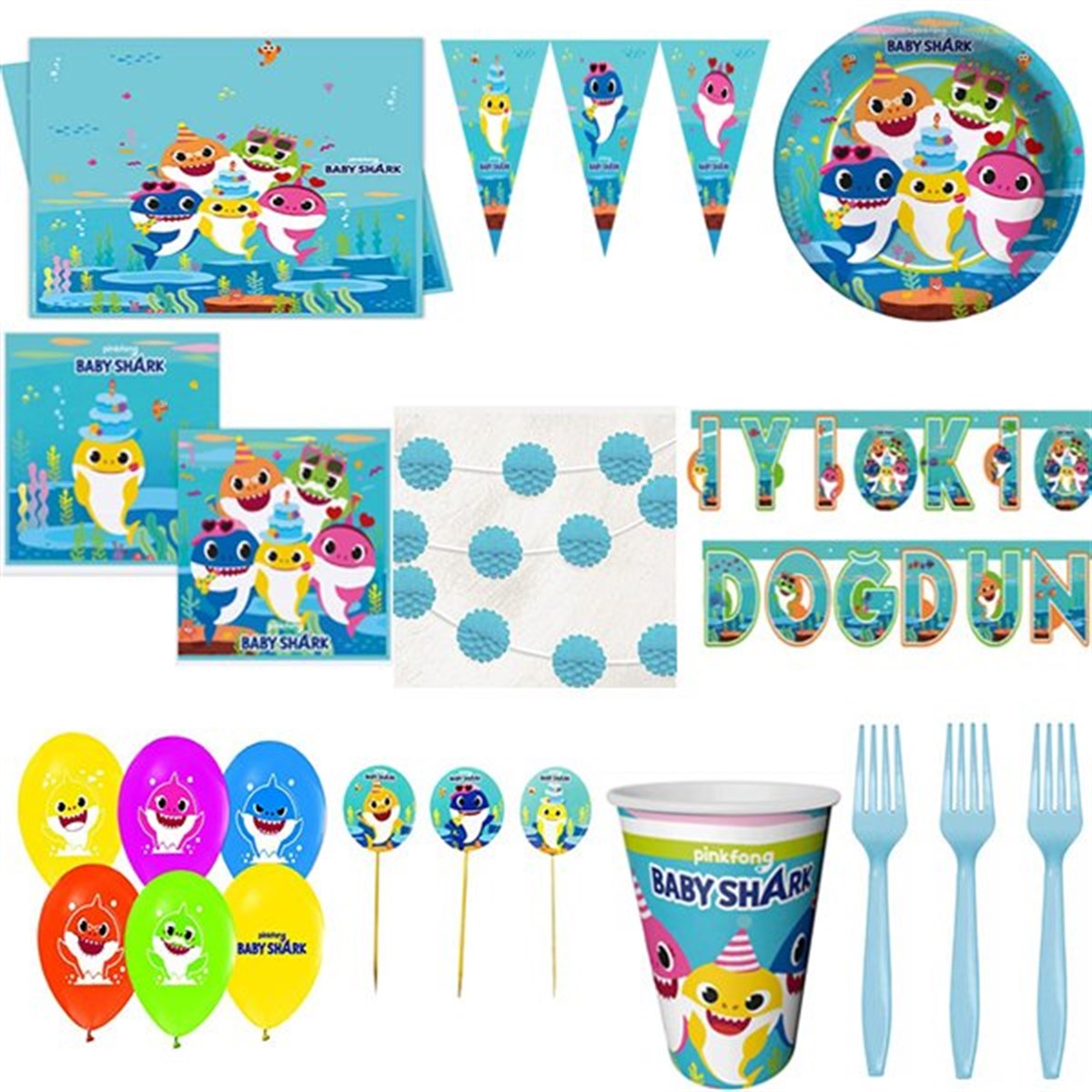 Baby Shark 16 Kişilik Parti Seti
