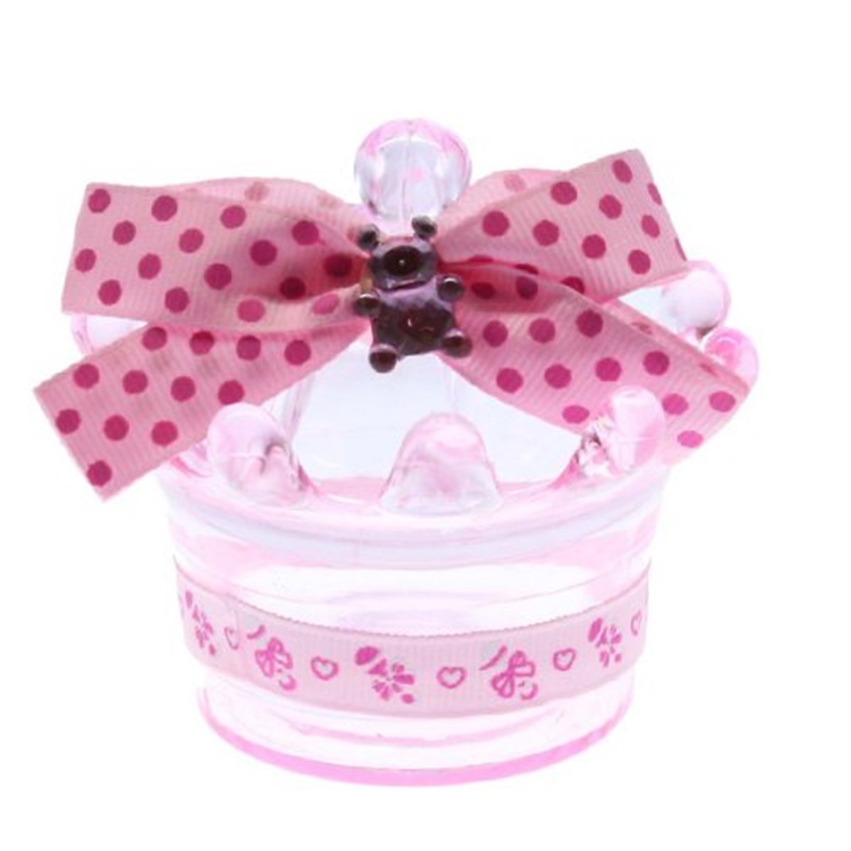 Bebek Şekeri Kutusu Kral Taç Pembe Renk 12 Adet