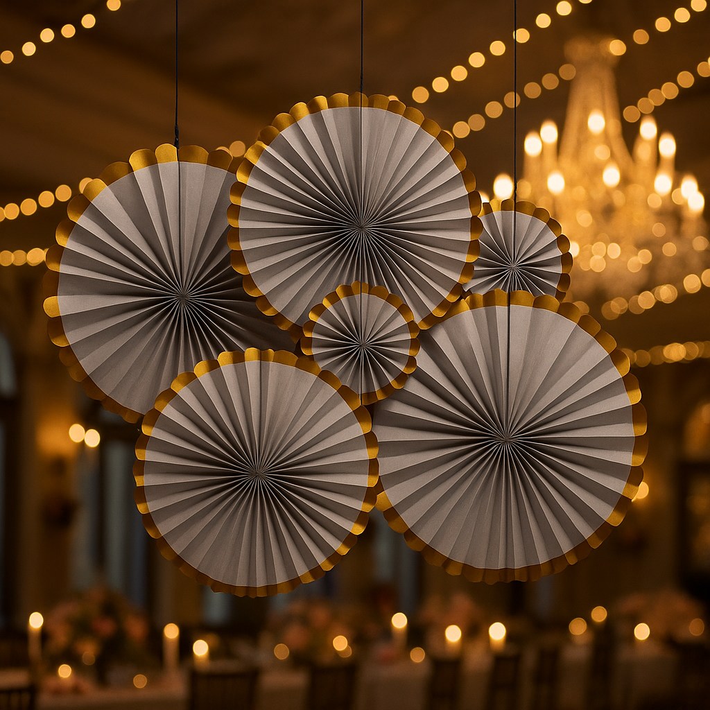 Yelpaze SüsleriBeyaz Gold Yelpaze Süs Seti 6 Adet