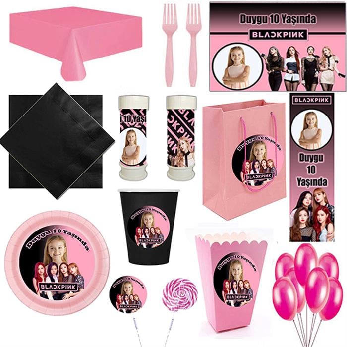 Black Pink Özel Parti Seti 16 Kişilik