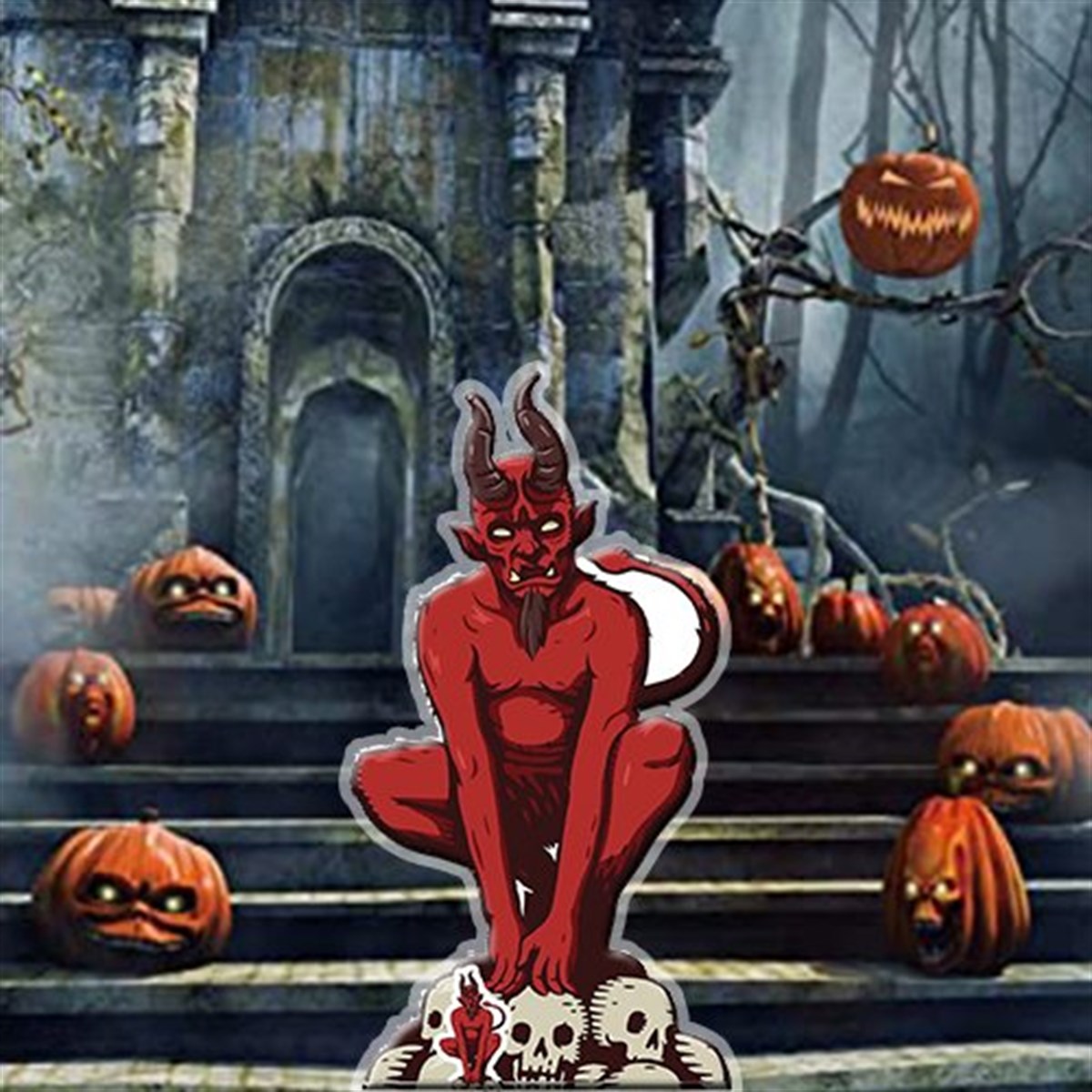 Cadılar Bayramı Şeytan Masa Üstü Ayaklı Pano