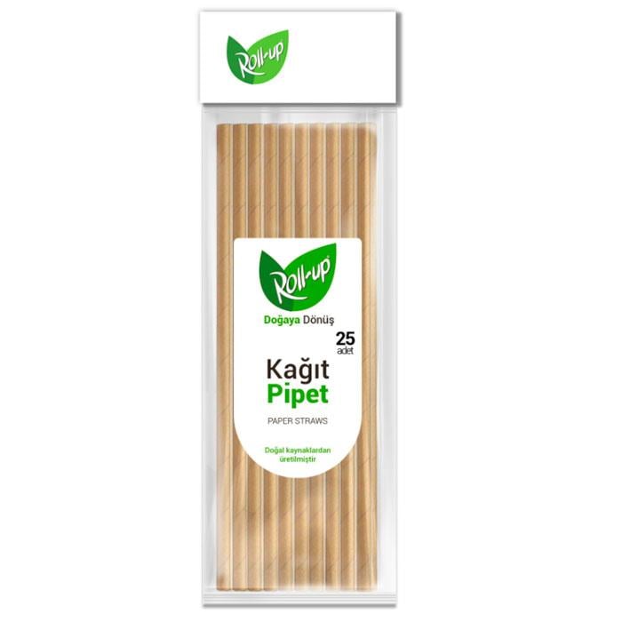 Doğal Pipet Kraft Renk 25 Adet