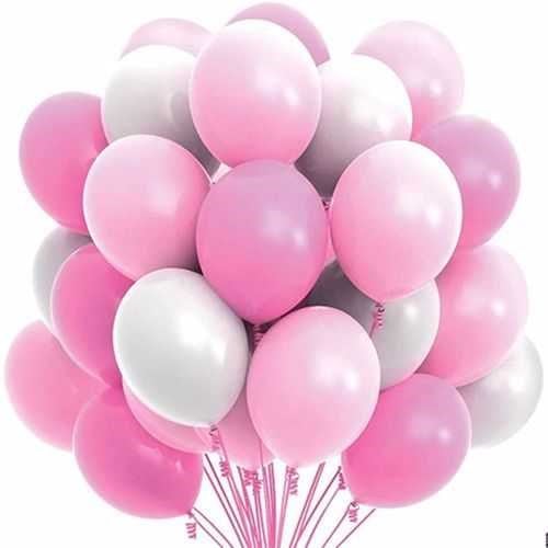 Fuşya Beyaz Pembe Balon 20 Adet