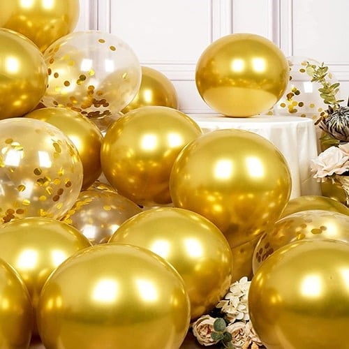 Fuşya Gold Konfetili Balon