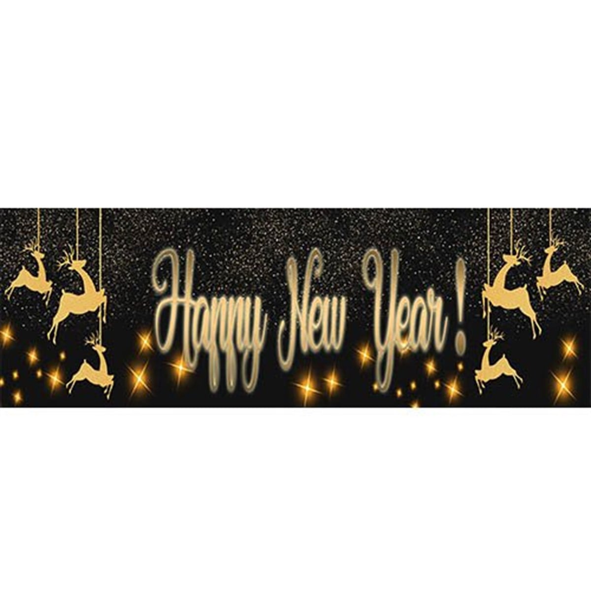 Geyikli Happy New Year Duvar Afişi 140x50 Cm