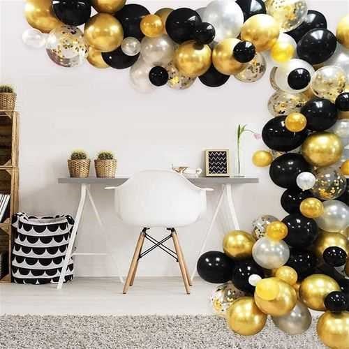 Gold Gümüş Siyah Zincir Balon Seti