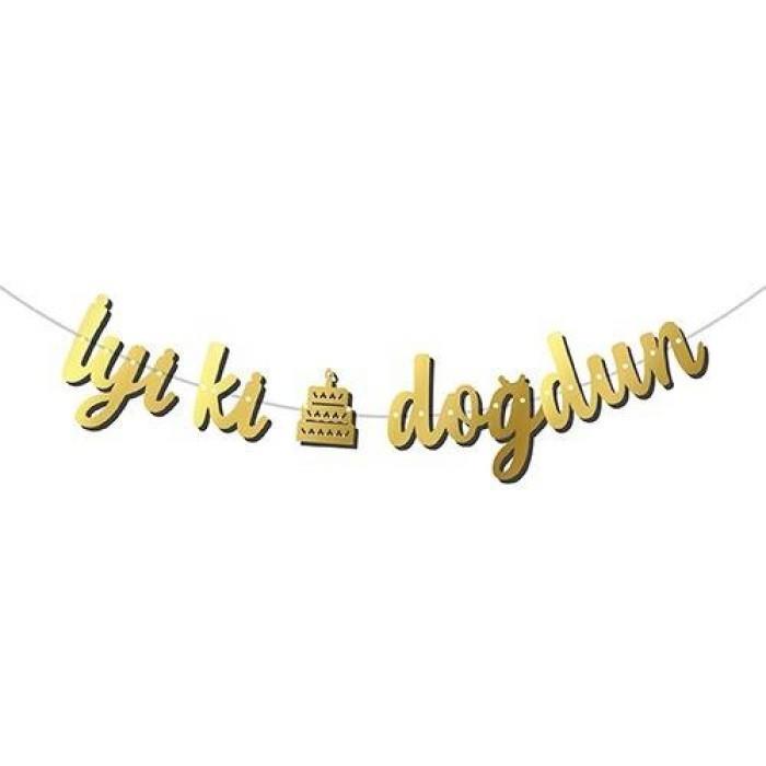 Happy Birthday YazılarıGold İyi Ki Doğdun Banner