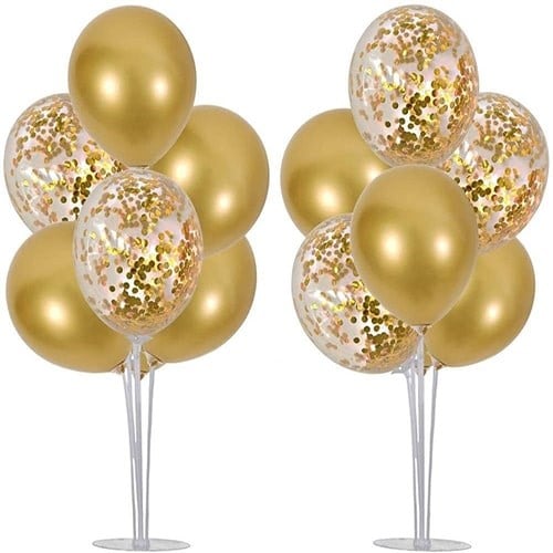 Gold Konfetili Krom Ayaklı Balon Standı