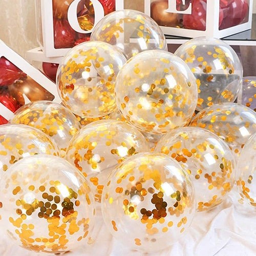 Gold Krom Konfetili Balon