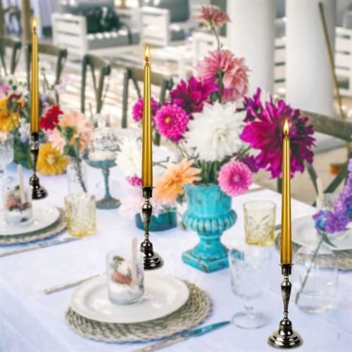 Gold Renkli Şamdan Mum 25 cm 2 Adet