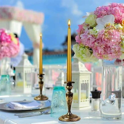 Gold Renkli Şamdan Mum 25 cm 2 Adet