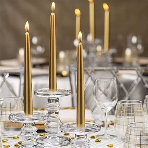 Gold Renkli Şamdan Mum 25 cm 2 Adet