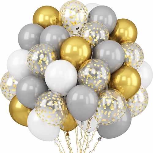 Gri Gold Renkli Uçan Balon 20 Adet