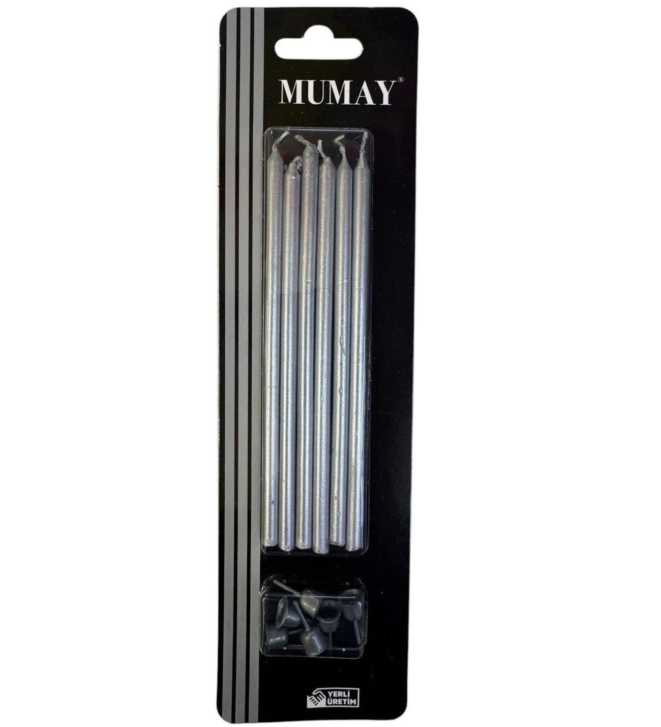 Doğum Günü MumlarıGümüş 15cm 6'lı mum