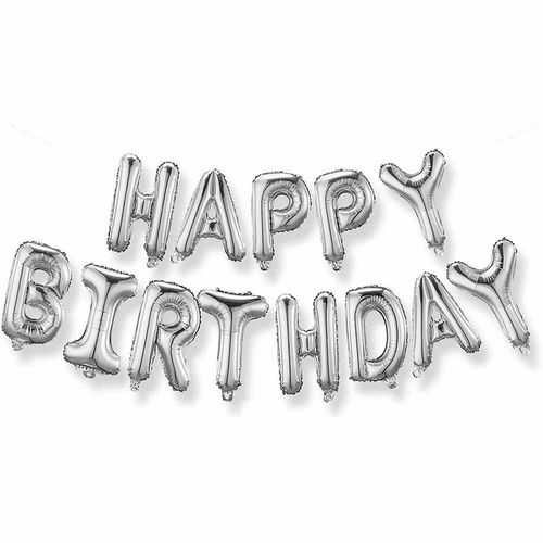 Gümüş Happy Birthday Folyo Balon Seti