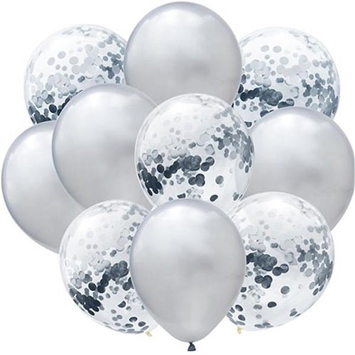 Metalik Gümüş Konfetili Balon