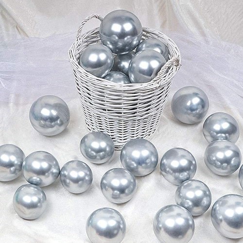 Gümüş Krom Balon 50 Adet 6 İnç 15 Cm