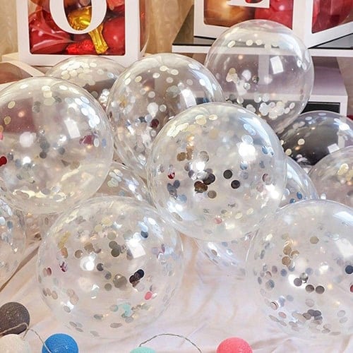 Gümüş Krom Konfetili Balon