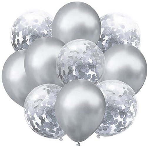 Gümüş Krom Konfetili Balon