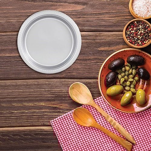 Gümüş Renk Plastik Tabak 25 Adet