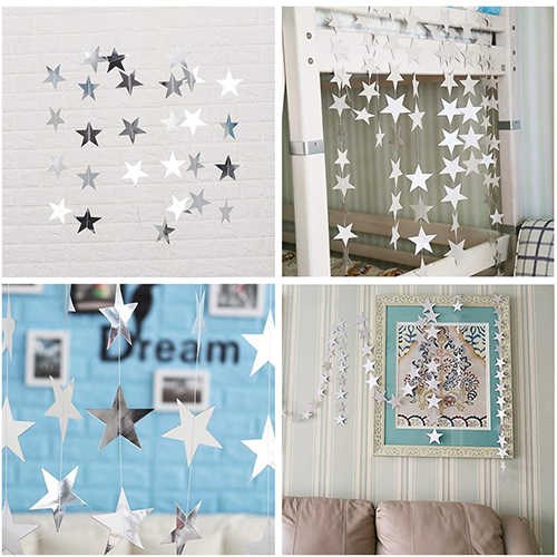 Gümüş Renkli Yıldız Sarkıt Süs 23 Adet