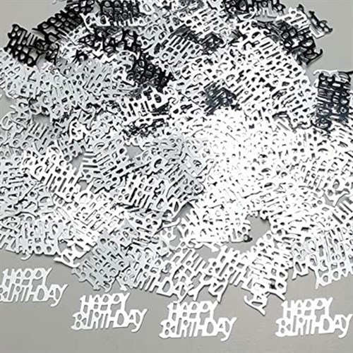 Gümüş Renkli Happy Birthday Masa Konfetisi